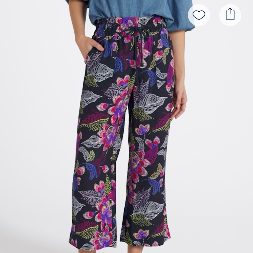 Tribal Multicolor Floral Wide Leg Pants